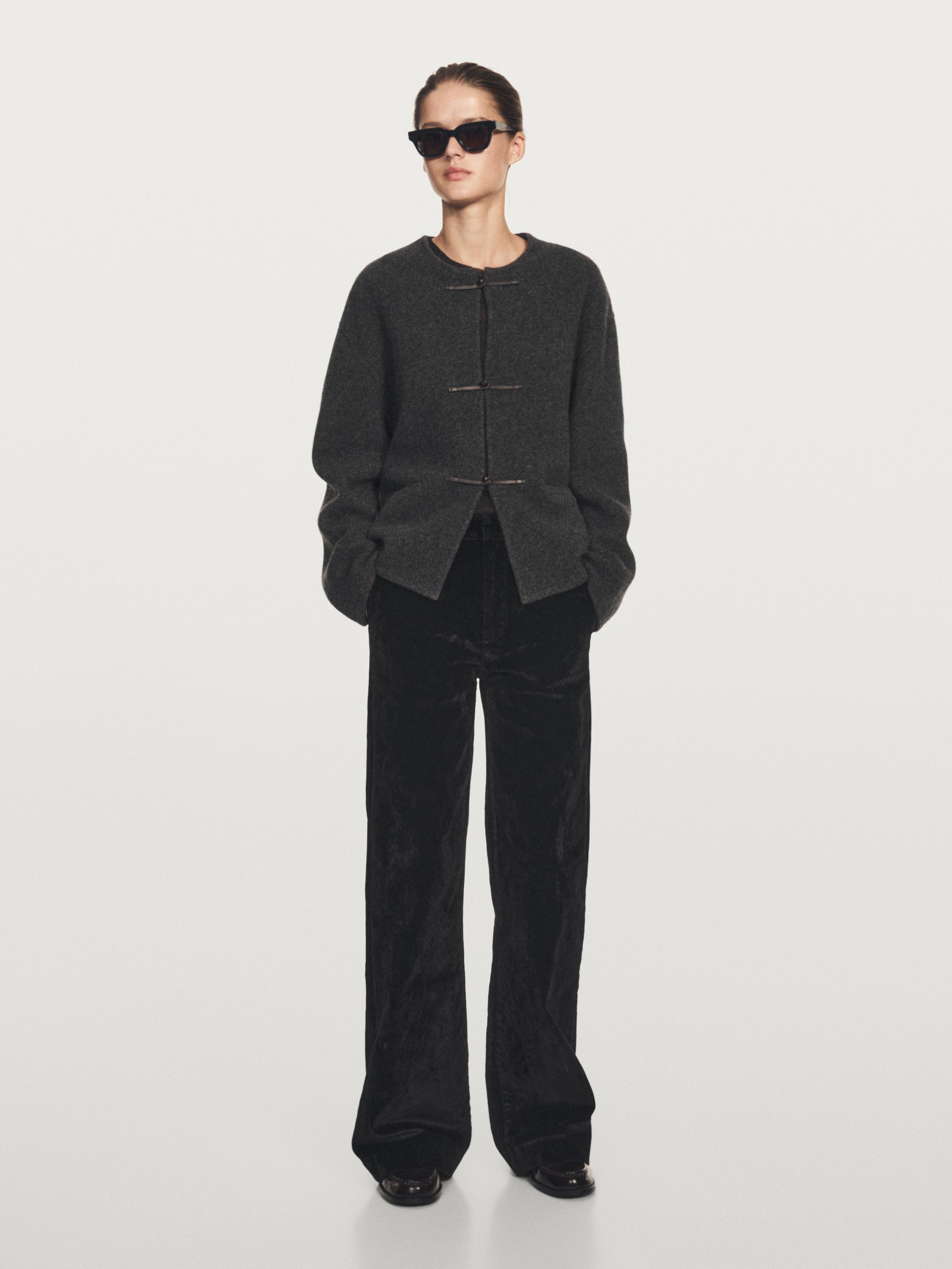 Flare fit high-waist flocked jeans